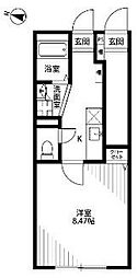 アムールエタン 1階1Kの間取り