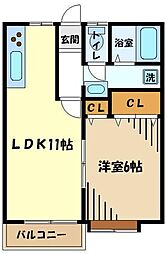 パストラール 2階1LDKの間取り