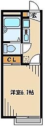レオパレス立野 1Kの間取図画像