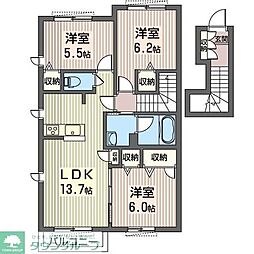 カメリア 2階3LDKの間取り