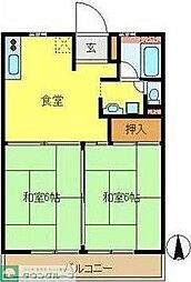 原島マンション 2DKの間取図画像