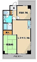 入間市駅前ビル 2LDKの間取図画像