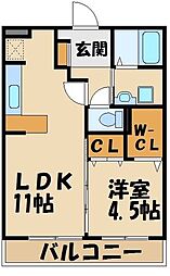 リビングタウン鍵山C 1LDKの間取図画像