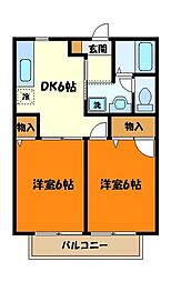 サントゥールB 2DKの間取図画像