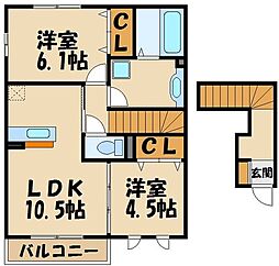 スカイブルーA 2LDKの間取図画像