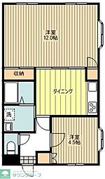 レジデンス富士 2DKの間取図画像