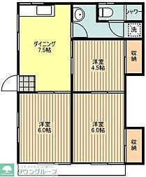 サンハイツ小作 3DKの間取図画像