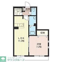 グランドール早道 1LDKの間取図画像