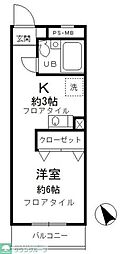 昭島コートエレガンスElle-A 1Kの間取図画像