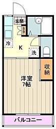 メゾンドピュアB 1Kの間取図画像