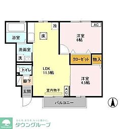 ルージュモア 2LDKの間取図画像