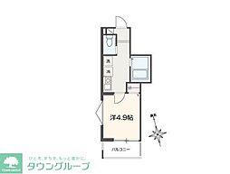 MELLAS青梅II 1Kの間取図画像