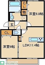 コリーヌオッツ 2LDKの間取図画像