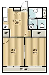 タウニーヒラオカA 2DKの間取図画像