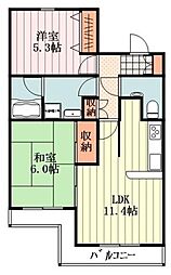 ランビニオン 2LDKの間取図画像