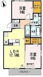 プレジール 2LDKの間取図画像