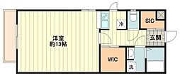 カリーノ玉川上水 1Kの間取図画像