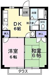 プラムヒルサワダ 2DKの間取図画像