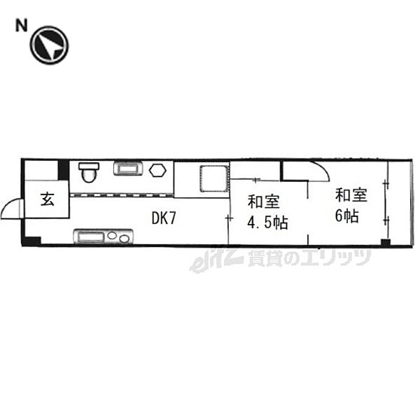 ロイヤルハイツ東生駒 307｜奈良県生駒市辻町(賃貸マンション2DK・3階・39.00㎡)の写真 その2