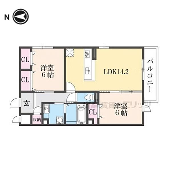 大阪府枚方市伊加賀西町(賃貸アパート2LDK・2階・64.45㎡)の写真 その2