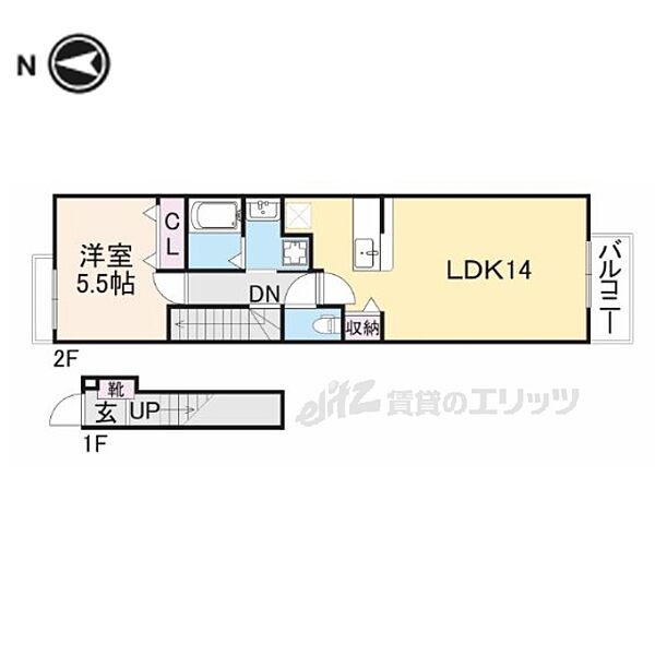 奈良県奈良市四条大路南町(賃貸アパート1LDK・2階・49.57㎡)の写真 その2