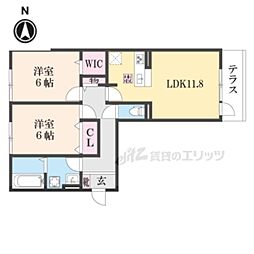 ジェイドウェル 1階2LDKの間取り