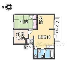 フローラ東坂 2DKの間取図画像
