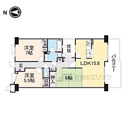 ナチュラガーデン高の原2番館 6階3LDKの間取り