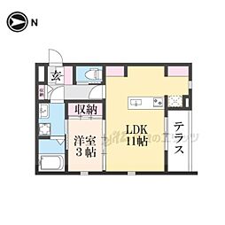 VALTERRA天理 1LDKの間取図画像