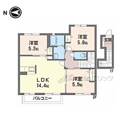コンフォート東福寺A 3LDKの間取図画像