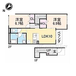 プリマヴェーラ 2LDKの間取図画像