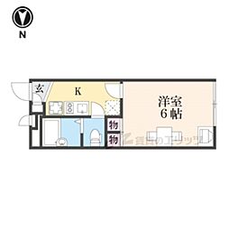 レオパレスグリューナー 1Kの間取図画像