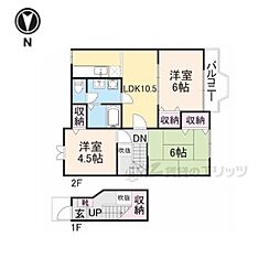 シャトーローリエC棟 2LDKの間取図画像