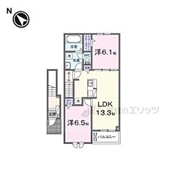 グランディール富雄南 2LDKの間取図画像