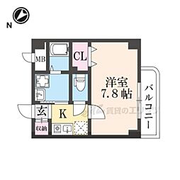 コモドビラ7 1Kの間取図画像