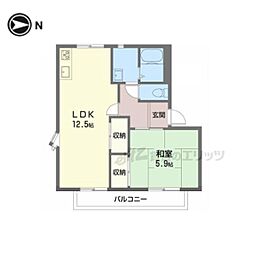 ツインハイムA 1LDKの間取図画像
