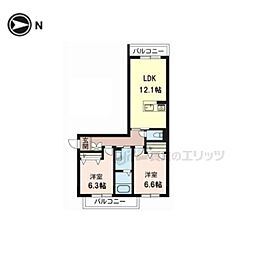 シャーメゾンFUJIMOTO 2LDKの間取図画像