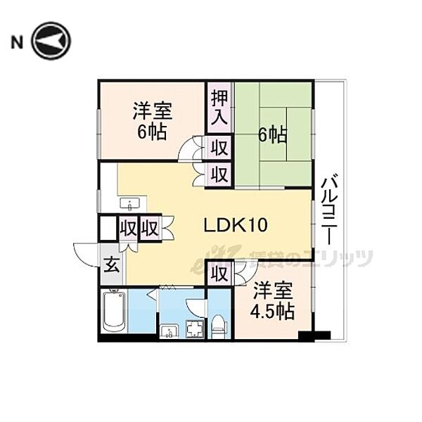 矢追マンション 407｜奈良県天理市田井庄町(賃貸マンション3LDK・4階・64.80㎡)の写真 その2