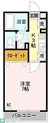 モンテローザ 1Kの間取図画像