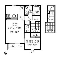 ボヌール 1LDKの間取図画像