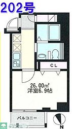 一真舎 1Kの間取図画像