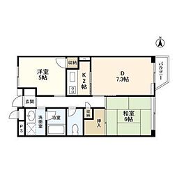 キークハイム秋田 2DKの間取図画像