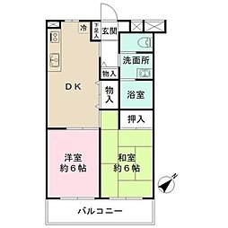 メゾンディボワール 2LDKの間取図画像