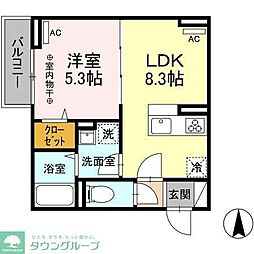 レクシア南田中 1LDKの間取図画像