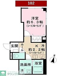 シャインピーチ 1Kの間取図画像