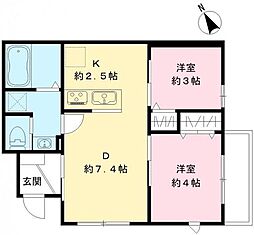 ポローニヤハウス 2DKの間取図画像