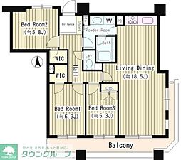 石神井公園ピアレスA棟ザ・タワー 3LDKの間取図画像