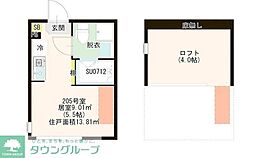 ハーモニーテラス関町II 1階ワンルームの間取り