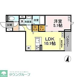 セレスティア若宮 1LDKの間取図画像