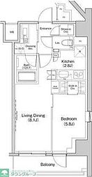 ザ・パークハビオ中野富士見町ガーデン 12階1LDKの間取り